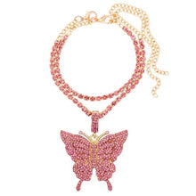 Load image into Gallery viewer, Silver Color Crystal Butterfly Gun Pendant Anklet Boho Full Rhinestone