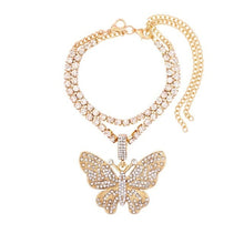 Load image into Gallery viewer, Silver Color Crystal Butterfly Gun Pendant Anklet Boho Full Rhinestone