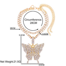 Load image into Gallery viewer, Silver Color Crystal Butterfly Gun Pendant Anklet Boho Full Rhinestone