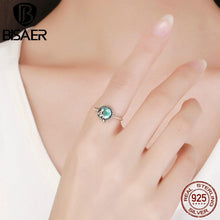 Load image into Gallery viewer, Silver Ring Authentic 925 Sterling Silver Ocean Blue Crystal Amazing - Sophornlilly
