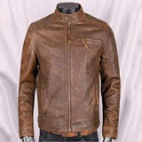 Simple Casual Men's Cowhide Coat