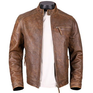 Simple Casual Men's Cowhide Coat