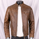 Simple Casual Men's Cowhide Coat