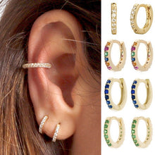 Load image into Gallery viewer, Simple Lovely Girl's Huggies Small Hoops Earrings Skinny Rainbow  Boho