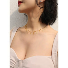 Load image into Gallery viewer, Simple Rose Gold Plated Stainless Steel Hollow Leaf Choker Necklace - Sophornlilly