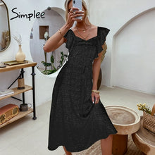Load image into Gallery viewer, Casual Polka Dot Printed High Waist Women Dress Summer V neck