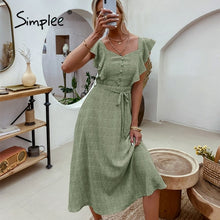 Load image into Gallery viewer, Casual Polka Dot Printed High Waist Women Dress Summer V neck
