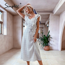 Load image into Gallery viewer, Casual Polka Dot Printed High Waist Women Dress Summer V neck