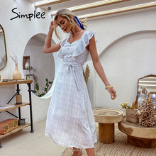 Load image into Gallery viewer, Casual Polka Dot Printed High Waist Women Dress Summer V neck