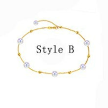 Load image into Gallery viewer, gold Chain Anklets Bracelets with natural round pearl