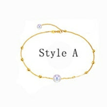 Load image into Gallery viewer, gold Chain Anklets Bracelets with natural round pearl