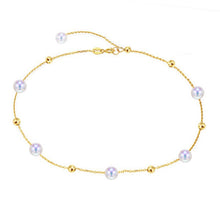 Load image into Gallery viewer, gold Chain Anklets Bracelets with natural round pearl