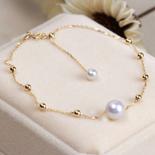 Load image into Gallery viewer, gold Chain Anklets Bracelets with natural round pearl