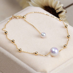 gold Chain Anklets Bracelets with natural round pearl