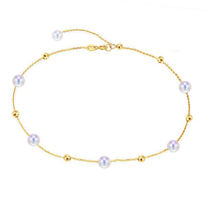 gold Chain Anklets Bracelets with natural round pearl