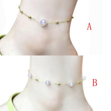 Load image into Gallery viewer, gold Chain Anklets Bracelets with natural round pearl