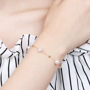 gold Chain Anklets Bracelets with natural round pearl