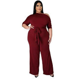 Slash Neck Women Casual Plus Size L 4XL Jumpsuits Fashion Autumn Half - Sophornlilly