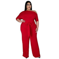 Slash Neck Women Casual Plus Size L 4XL Jumpsuits Fashion Autumn Half - Sophornlilly