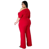 Slash Neck Women Casual Plus Size L 4XL Jumpsuits Fashion Autumn Half - Sophornlilly