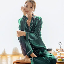 Load image into Gallery viewer, Sleepwear Women's Faux Silk Satin Pajamas Set Nightwear Long Sleeve