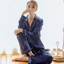 Load image into Gallery viewer, Sleepwear Women's Faux Silk Satin Pajamas Set Nightwear Long Sleeve