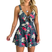 Load image into Gallery viewer, Sleeveless Backless Bohemian Beach Rompers Femaler Print Floral