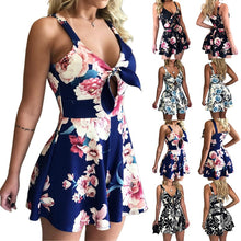 Load image into Gallery viewer, Sleeveless Backless Bohemian Beach Rompers Femaler Print Floral