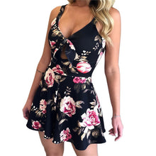 Load image into Gallery viewer, Sleeveless Backless Bohemian Beach Rompers Femaler Print Floral