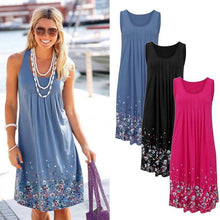 Load image into Gallery viewer, Sleeveless Floral Print Loose Beach Summer Dress - Sophornlilly