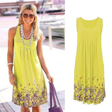 Load image into Gallery viewer, Sleeveless Floral Print Loose Beach Summer Dress - Sophornlilly