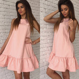 Sleeveless Summer Dress Beach Party O Neck