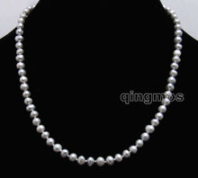Load image into Gallery viewer, Small 5 6mm Gray Round Natural Freshwater Pearl 17'' Necklace nec6303