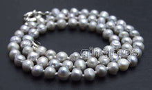 Load image into Gallery viewer, Small 5 6mm Gray Round Natural Freshwater Pearl 17'' Necklace nec6303