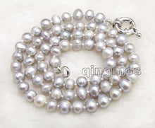 Load image into Gallery viewer, Small 5 6mm Gray Round Natural Freshwater Pearl 17'' Necklace nec6303