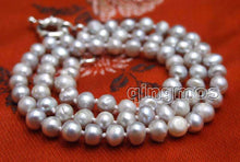 Load image into Gallery viewer, Small 5 6mm Gray Round Natural Freshwater Pearl 17'' Necklace nec6303