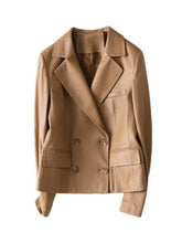 Load image into Gallery viewer, Soft Sheepskin Leather Suede Jacket Autumn Women Short Moto Suits