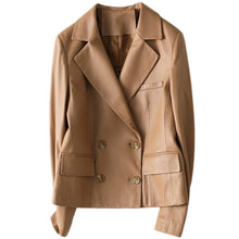 Load image into Gallery viewer, Soft Sheepskin Leather Suede Jacket Autumn Women Short Moto Suits
