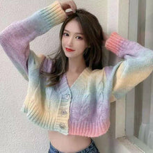 Load image into Gallery viewer, Soft Waxy Rainbow Sweater Gentle Cardigan