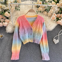 Load image into Gallery viewer, Soft Waxy Rainbow Sweater Gentle Cardigan