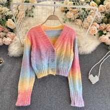Load image into Gallery viewer, Soft Waxy Rainbow Sweater Gentle Cardigan