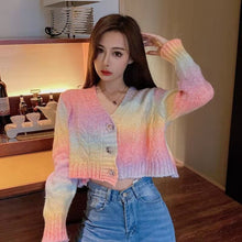 Load image into Gallery viewer, Soft Waxy Rainbow Sweater Gentle Cardigan