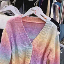 Load image into Gallery viewer, Soft Waxy Rainbow Sweater Gentle Cardigan
