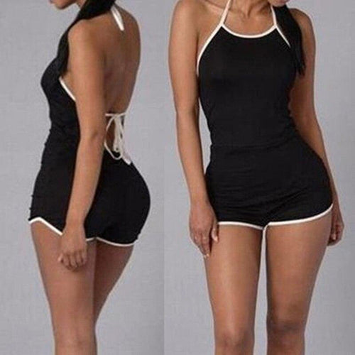 Solid Biker Shorts Women Rompers Strap Bodycon Skinny Workout - Sophornlilly