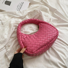 Load image into Gallery viewer, Solid Color Weave PU Leather Shoulder Tote Bag
