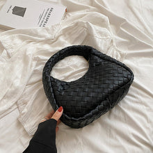 Load image into Gallery viewer, Solid Color Weave PU Leather Shoulder Tote Bag