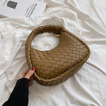 Load image into Gallery viewer, Solid Color Weave PU Leather Shoulder Tote Bag