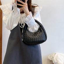 Load image into Gallery viewer, Solid Color Weave PU Leather Shoulder Tote Bag