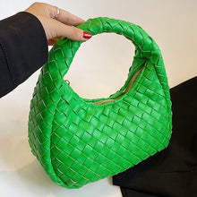 Load image into Gallery viewer, Solid Color Weave PU Leather Shoulder Tote Bag