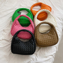 Load image into Gallery viewer, Solid Color Weave PU Leather Shoulder Tote Bag